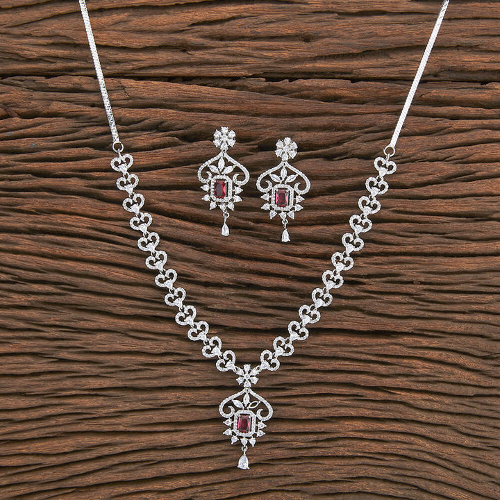 Cz Delicate Necklace With Rhodium Plating 426761