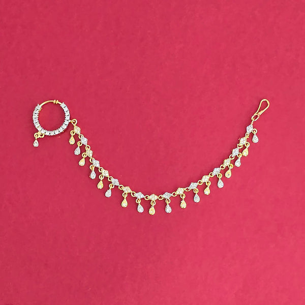 426776 Cubic Zirconia Classic Nose Ring With 2 Tone Plating