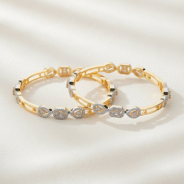426826 Cz Classic Bangles With 2 Tone Plating