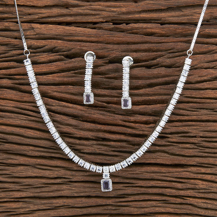 Cz Delicate Necklace With Rhodium Plating 426879