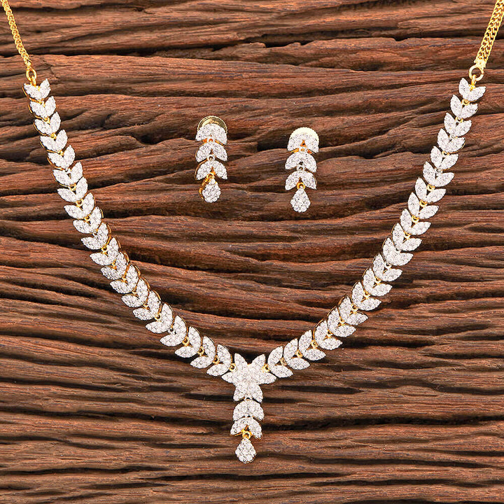 Cz Delicate Necklace With 2 Tone Plating 427041