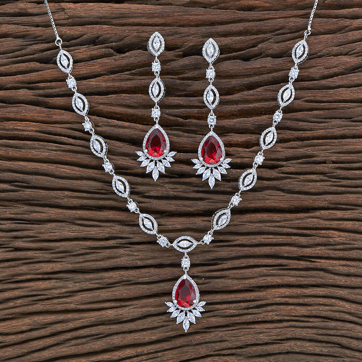 Cz Delicate Necklace With Rhodium Plating 427051