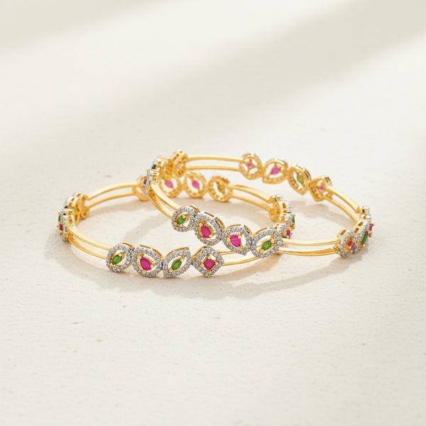427119 Cz Delicate Bangles With 2 Tone Plating