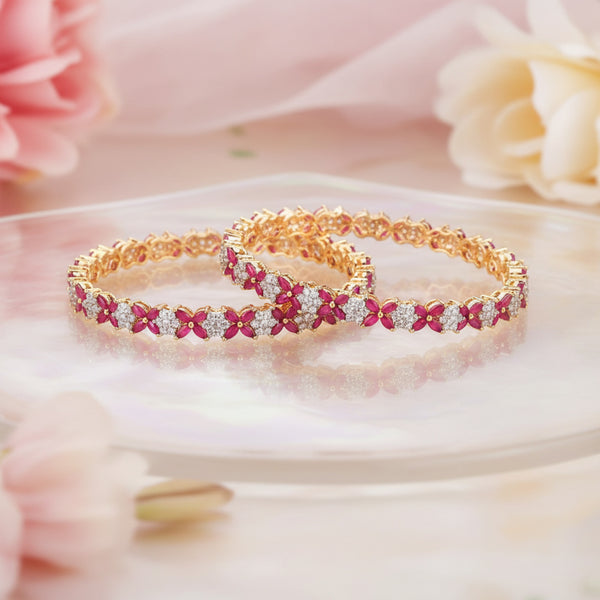 427120 Cz Delicate Bangles With 2 Tone Plating