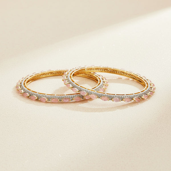 427132 Cz Classic Bangles With 2 Tone Plating