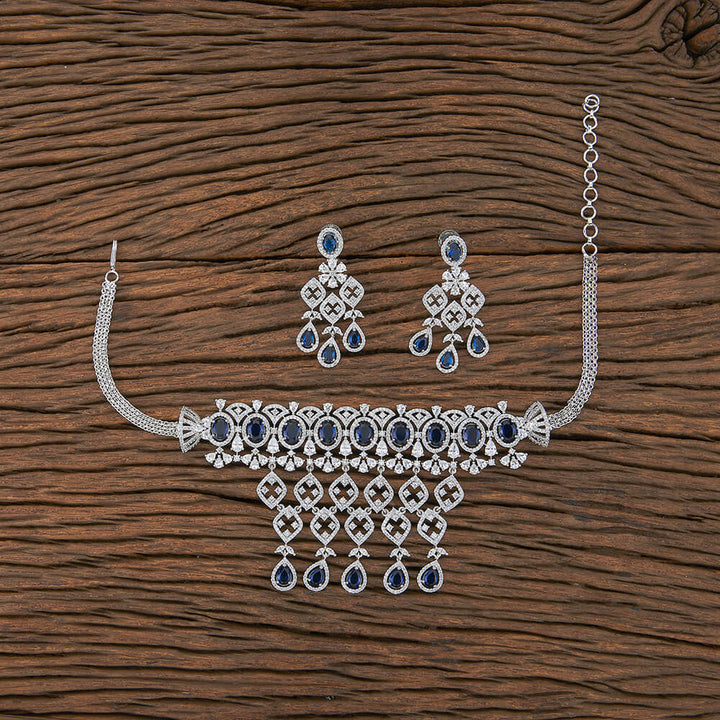 Cz Choker Necklace With Rhodium Plating 427370