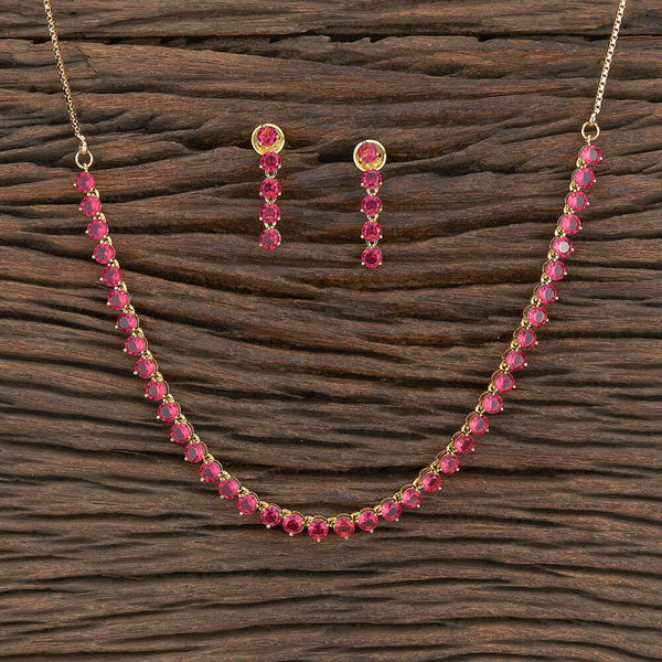 427544 Cubic Zirconia Solitaire Necklace With Gold Plating