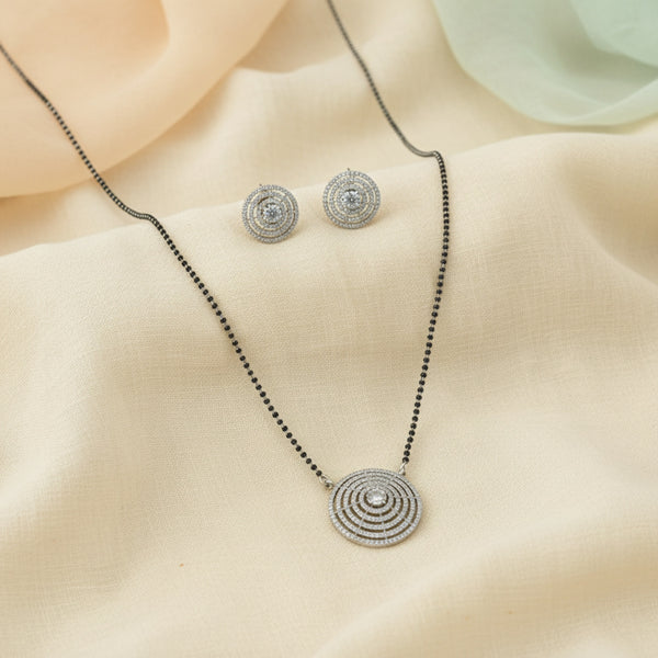 427589 Cz Classic Mangalsutra With Rhodium 2 Tone Plating