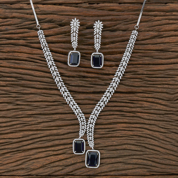 Cz Classic Necklace With Rhodium Plating 427612