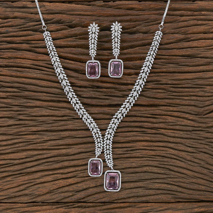 Cz Classic Necklace With Rhodium Plating 427612