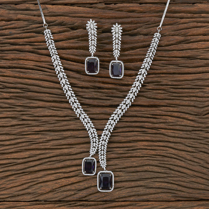 Cz Classic Necklace With Rhodium Plating 427612