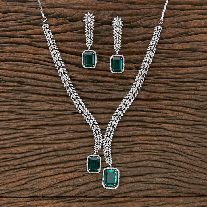 Cz Classic Necklace With Rhodium Plating 427612