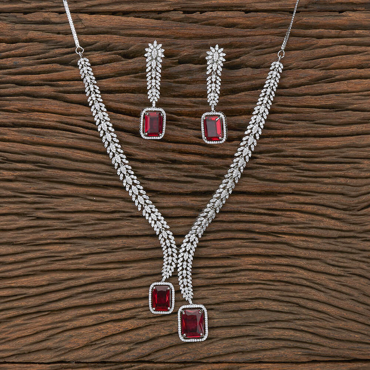 Cz Classic Necklace With Rhodium Plating 427612