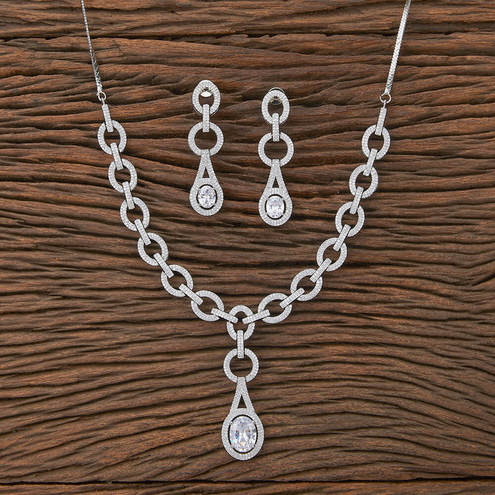 Cz Classic Necklace With Rhodium Plating 427636