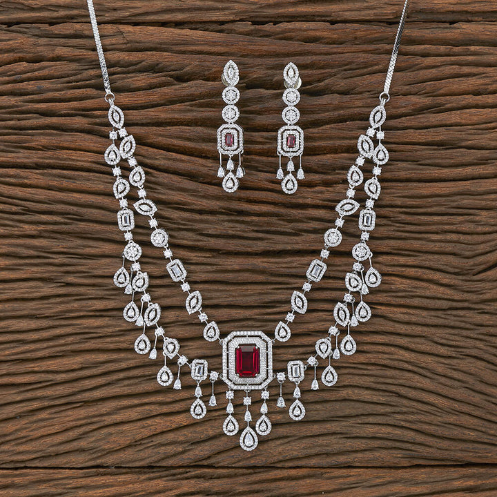 Cz Classic Necklace With Rhodium Plating 427654