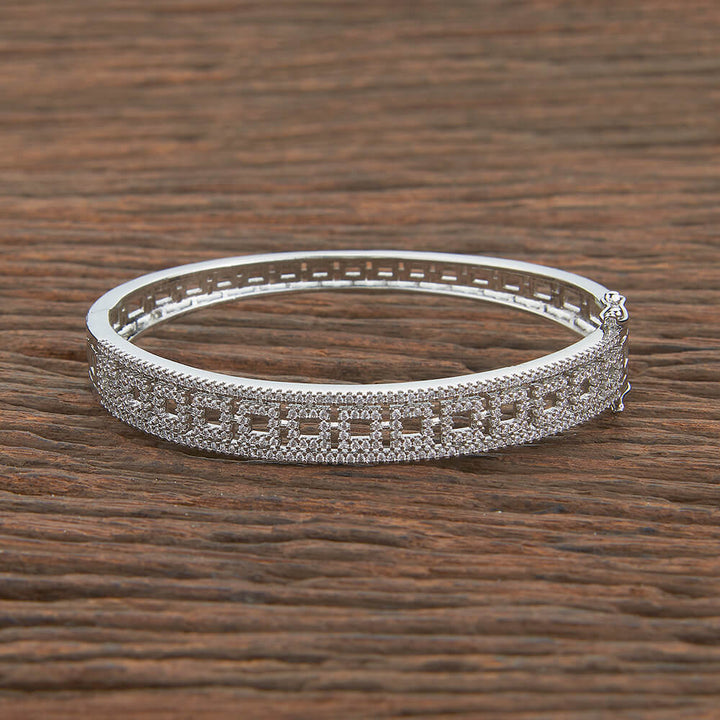 Cubic Zirconia Delicate Kada With Rhodium Black Rose Plating 427693