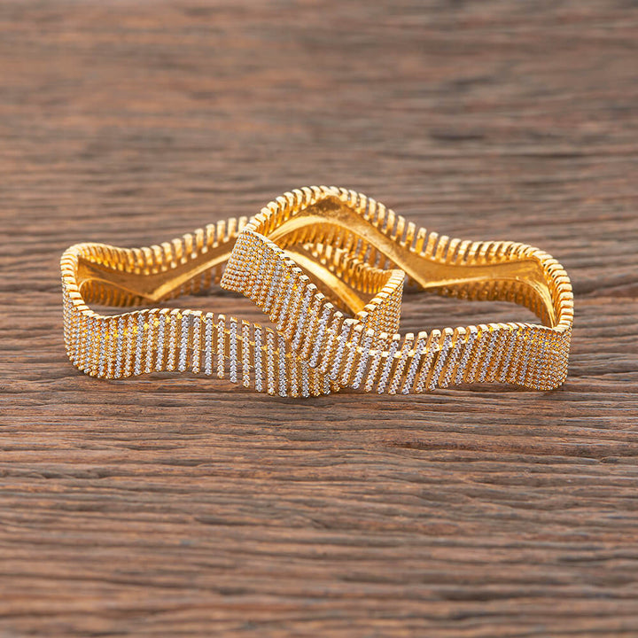 Cubic Zirconia Classic Bangles With 2 Tone Plating 427756