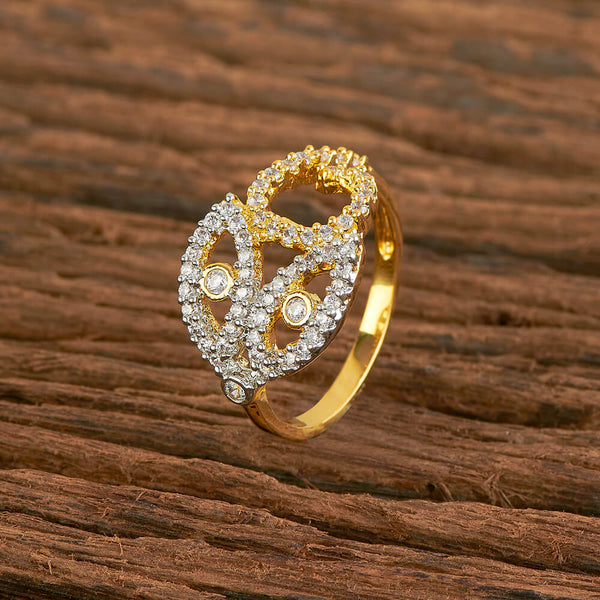 Cubic Zirconia Classic Ring With 2 Tone Plating 427838