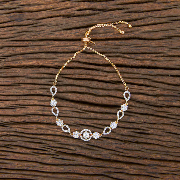 427932 Cubic Zirconia Adjustable Bracelet With 2 Tone Rhodium Plating