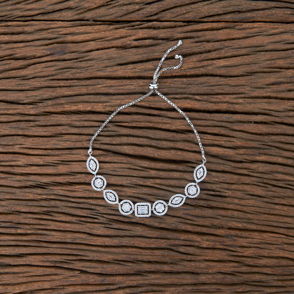 Cubic Zirconia Adjustable Bracelet With 2 Tone Rhodium Plating 427934