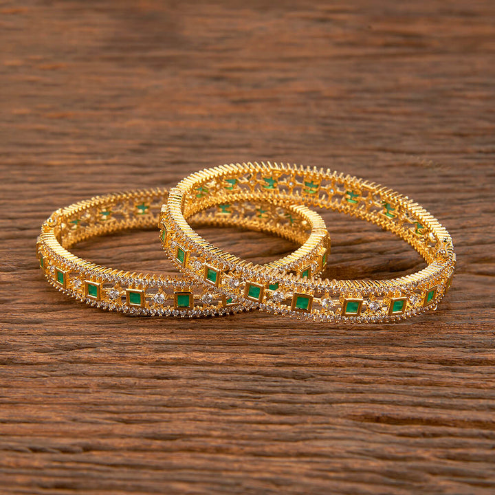 Cz Openable Bangles With Gold Plating 428059