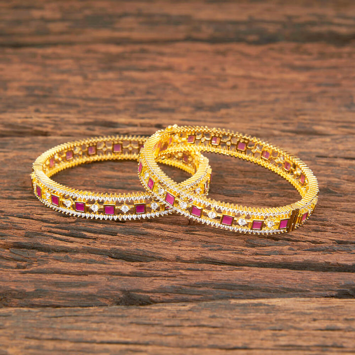 Cz Openable Bangles With Gold Plating 428059