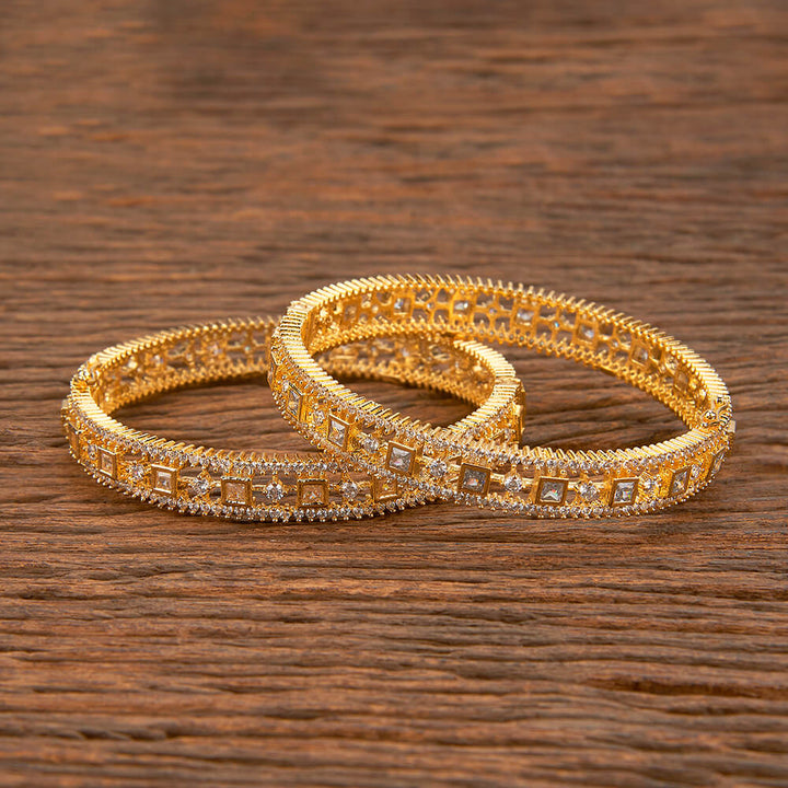 Cz Openable Bangles With Gold Plating 428059