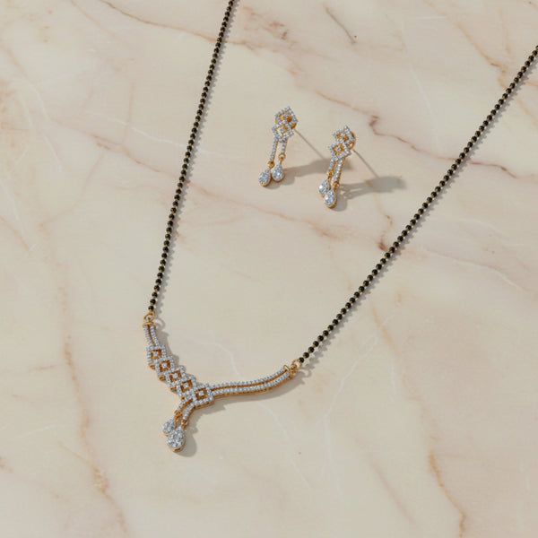 428435 Cz Classic Mangalsutra With 2 Tone Rhodium Plating