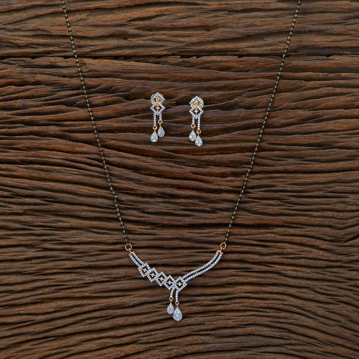 Cz Classic Mangalsutra With 2 Tone Rhodium Plating 428435