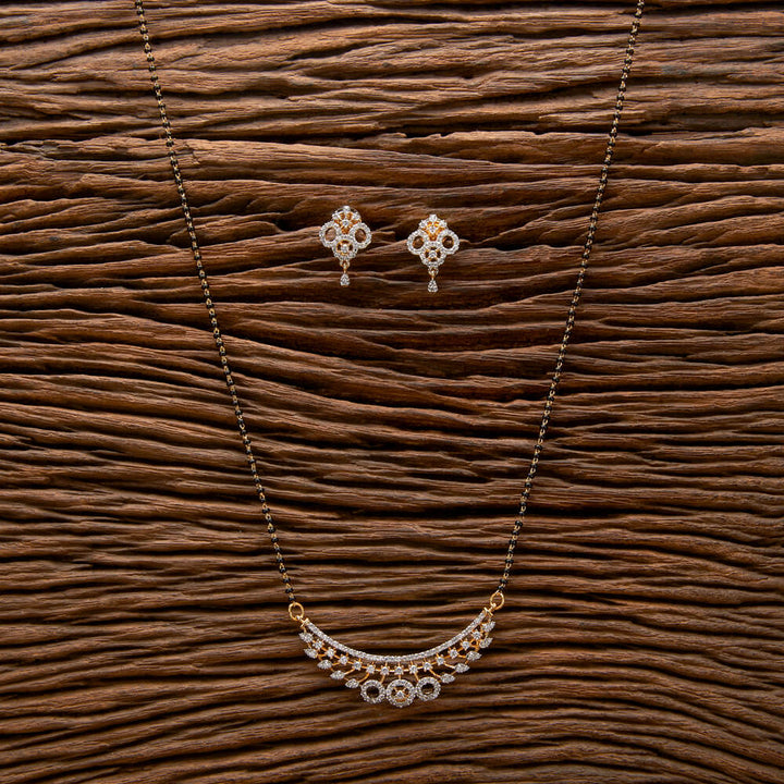 Cubic Zirconia Delicate Mangalsutra With 2 Tone Rhodium Plating 428510
