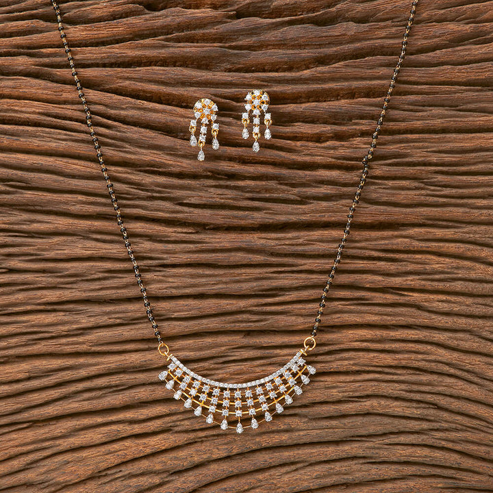 Cz Classic Mangalsutra With 2 Tone Rhodium Plating 428517