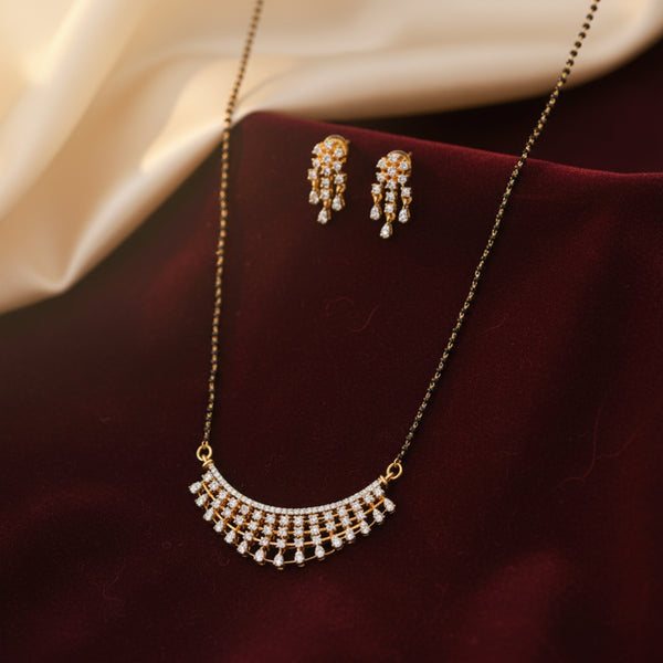 428517 Cz Classic Mangalsutra With 2 Tone Rhodium Plating