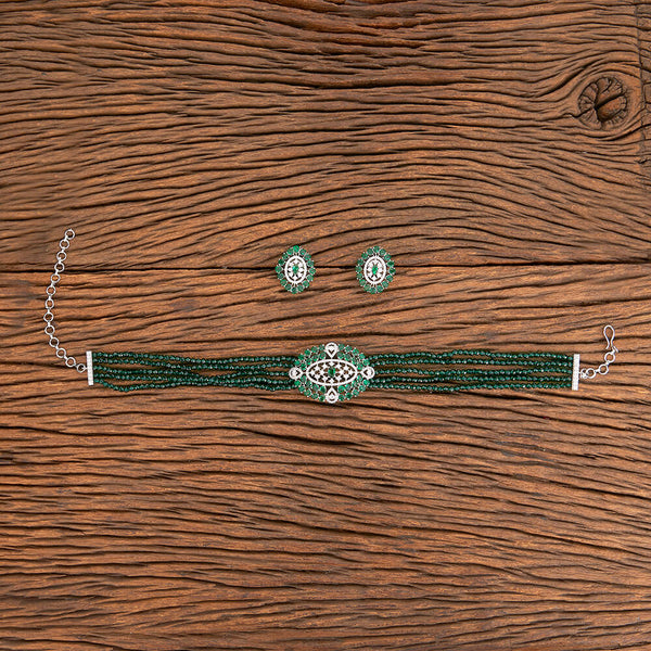 428571 Cz Bandhai Necklace With Rhodium Plating