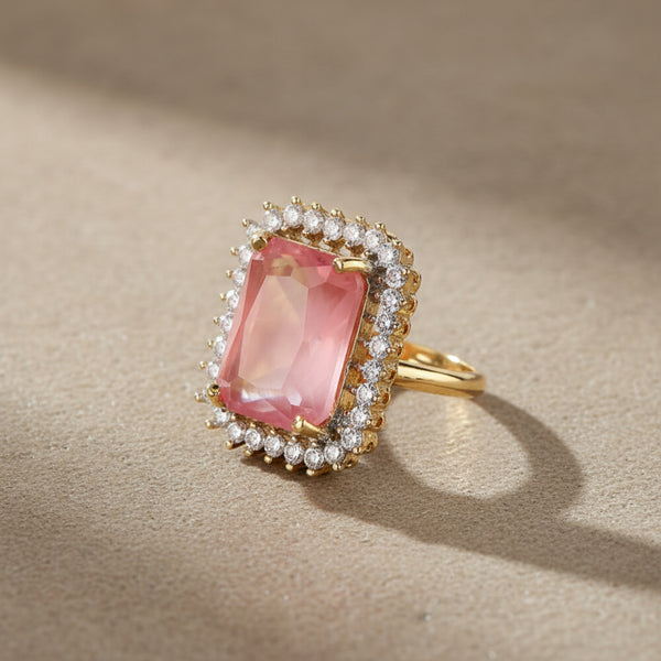 428613 Cz Adjustable Ring With 2 Tone Plating