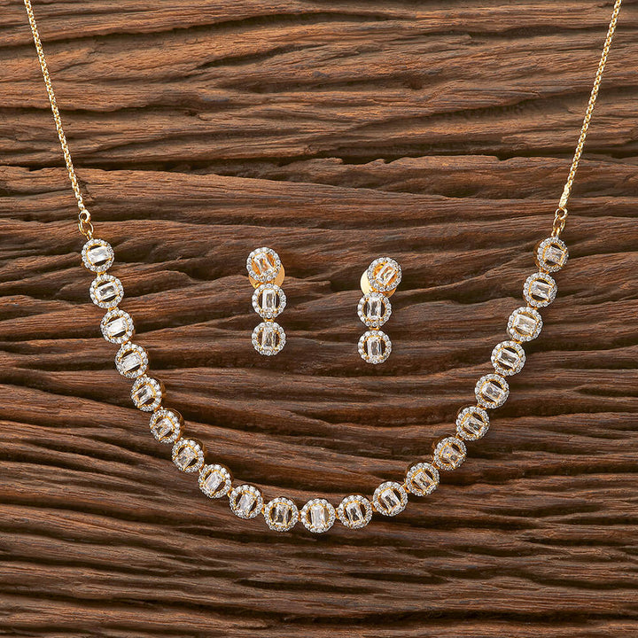 Cz Delicate Necklace With 2 Tone Rhodium Plating 428634