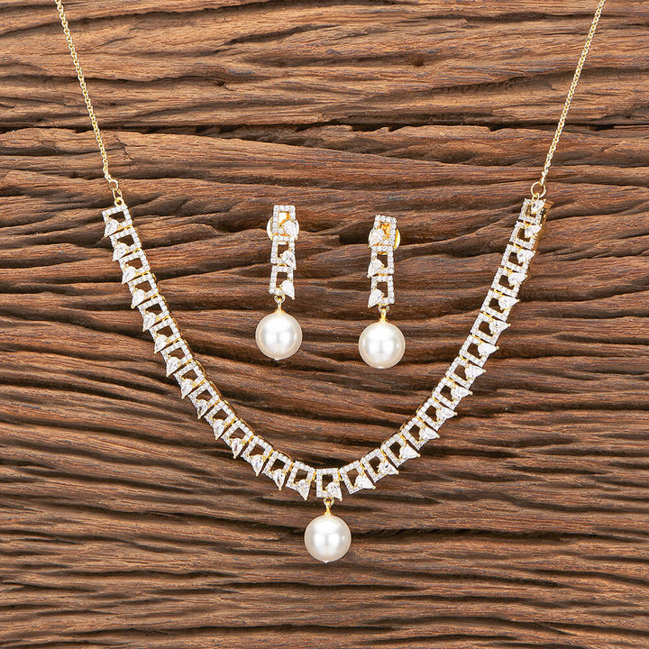 Cubic Zirconia Moti Necklace With Gold Plating 428697