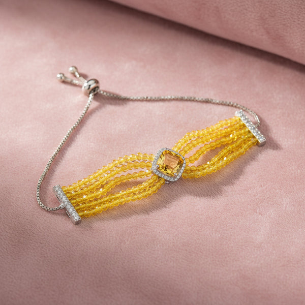 428720 Cubic Zirconia Adjustable Bracelet With Rhodium Plating