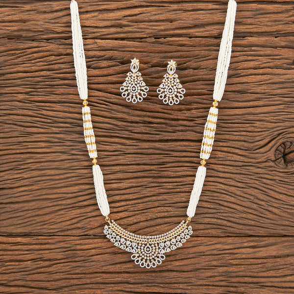 Cubic Zirconia Mala Necklace With 2 Tone Plating 428733