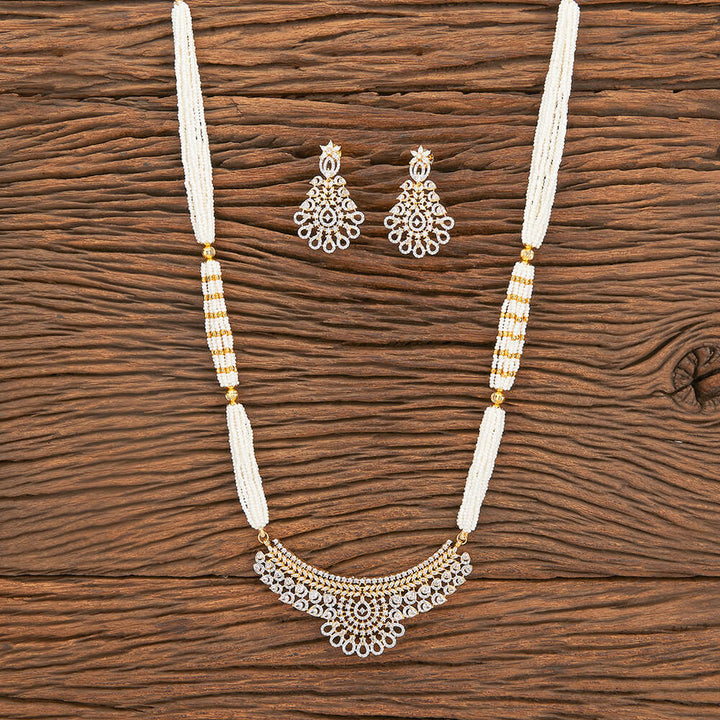 Cubic Zirconia Mala Necklace With 2 Tone Plating 428733