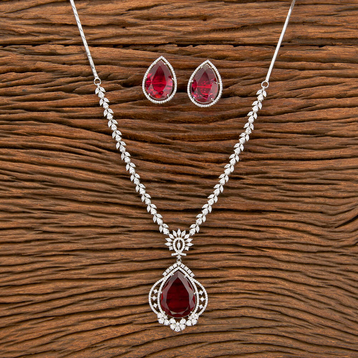 Cz Classic Necklace With Rhodium Plating 428838