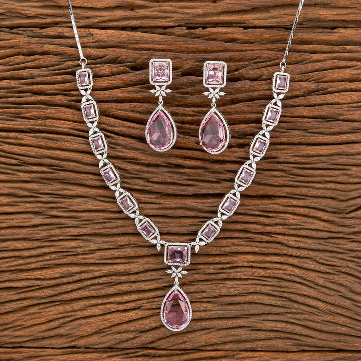 Cz Classic Necklace With Rhodium Plating 428840