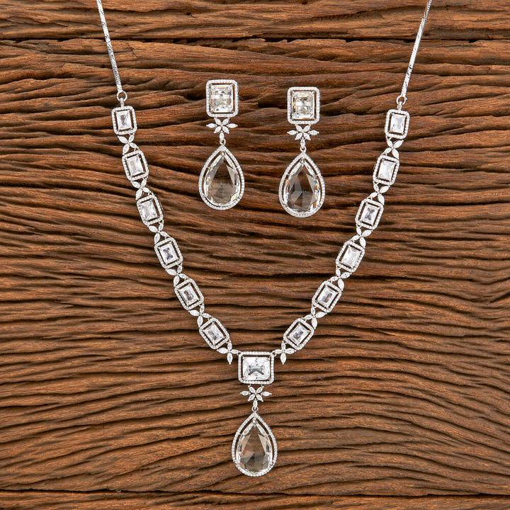 Cz Classic Necklace With Rhodium Plating 428840