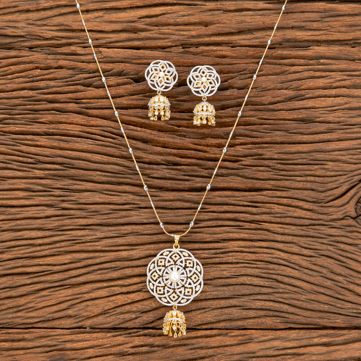 American Diamond Moti Pendant Set With 2 Tone Plating 428957