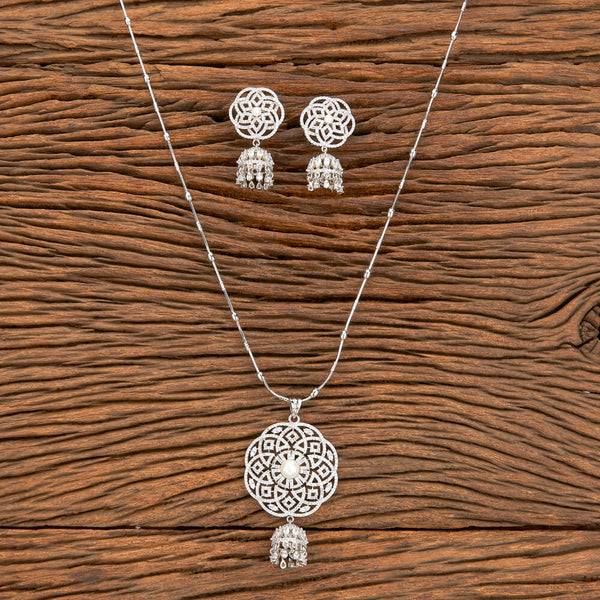 American Diamond Classic Pendant Set With Rhodium Plating 428958