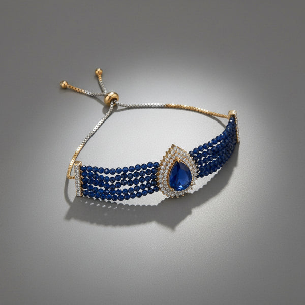 428977 Cubic Zirconia Adjustable Bracelet With 2Tone Plating