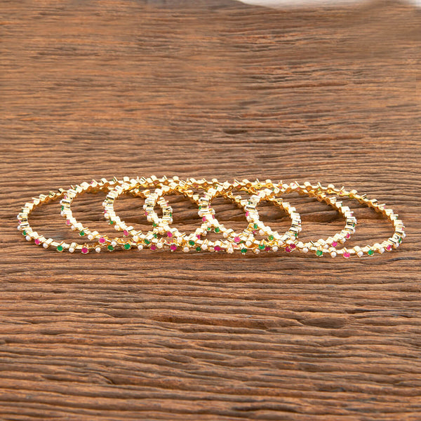 American Diamond Moti Bangles With Gold Plating 429100