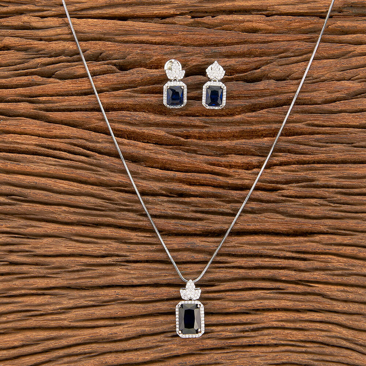 American Diamond Delicate Pendant Set With Rhodium Plating 429180