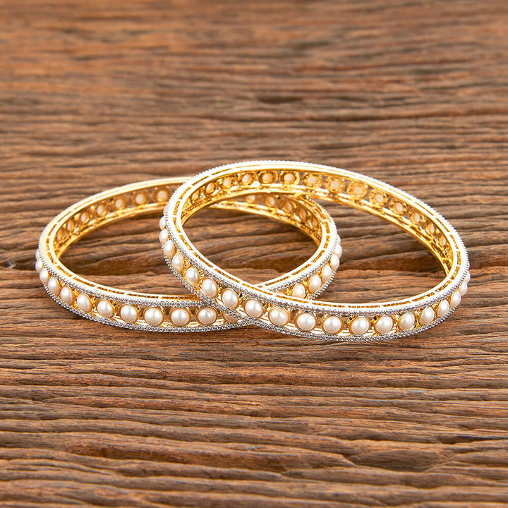 American Diamond Moti Bangles With 2 Tone Plating 429181