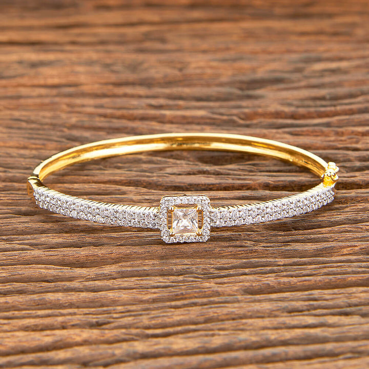 American Diamond Delicate Kada With 2 Tone Rhodium Plating 429193