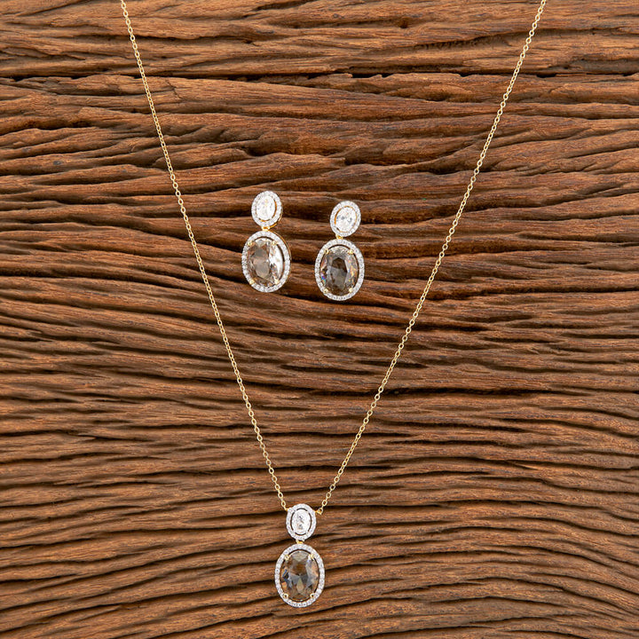 American Diamond Classic Pendant Set With 2 Tone Plating 429249